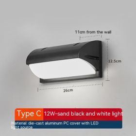 Outdoor Waterproof Wall Lamp Courtyard Shop Door Wall Lamp (Option: White Light 6000K-C Arc 12W)