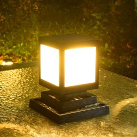 European Style Column Head Lamp Outdoor Villa Courtyard Wall Lamp Solar Wall Lamp (Option: Large with base white light)