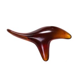 Resin Beeswax Triangle Sparrow Foot Massage Bird-shaped Acupoint Massager Triangle Manual Acupuncture Pen Amber Triple Fork (Option: Amber-Medium size)