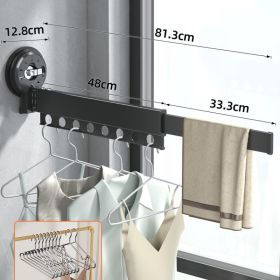 Wall-hung Invisible Suction Cup Balcony Folding Drying Rack (Option: 2Section folding plus 10hanger-1PC)