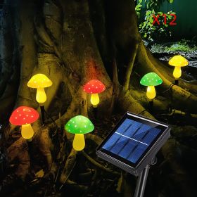 Plastics Solar Mushroom Night Light Outdoor Courtyard Garden Balcony Layout Lawn Waterproof Landscape Decoration Colorful Light (Option: C color x12)