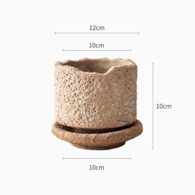 Retro Breathable Handmade Plain Burning Ceramic Flowerpot (Option: High Basin-Small)