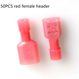 Insulation Joint Wire Connector Wiring Terminal Male And Female Plug (Option: 50PCS red female header)