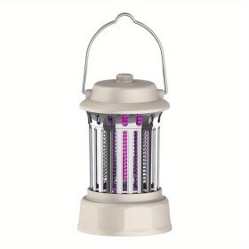 1pc Electric Insect Repellent Mosquito And Dew Camping Lantern; Courtyard Light ; bedroom Lamps; Chargeable 360 Degrees Kill Mosquito & Insects & Flie (Color: Silver Plating)