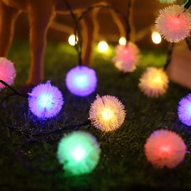 10/20/40 Christmas LEDs Snow Pompon Fairy Dandelion String Lights For Party (Color: colorful, size: 6m 40LEDs)