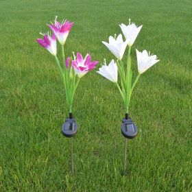 Lily Multi-Changing LED Lights - Solar Garden Stake Lights (Color: Purple)