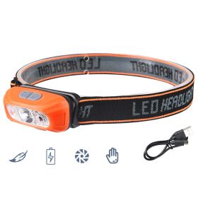 Special Strong Light Charging Super Bright Night Fishing Head Lamp (Option: Orange induction-2pcs)