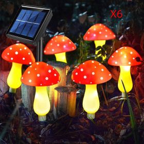 Plastics Solar Mushroom Night Light Outdoor Courtyard Garden Balcony Layout Lawn Waterproof Landscape Decoration Colorful Light (Option: D red x6)