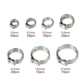 Stainless Steel Single-ear Hose Clamp Suit (Option: 130pc Ear Clip)