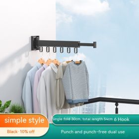 Balcony Wall-mounted Folding Clothes Hanger Indoor Invisible Telescopic Clothes Rail Drying Rack Quilt Fantastic (Option: Black One Off)