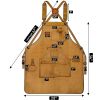 Durable Work Apron with Tool Pockets Heavy Duty Unisex Canvas Adjustable Cross-Back Straps Apron For Carpenter Painting Home BBQ