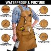 Durable Work Apron with Tool Pockets Heavy Duty Unisex Canvas Adjustable Cross-Back Straps Apron For Carpenter Painting Home BBQ