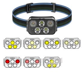 Outdoor Camping USB Rechargeable Smart Induction Headworn Fishing Lamp (Option: Black-5LED headlights)